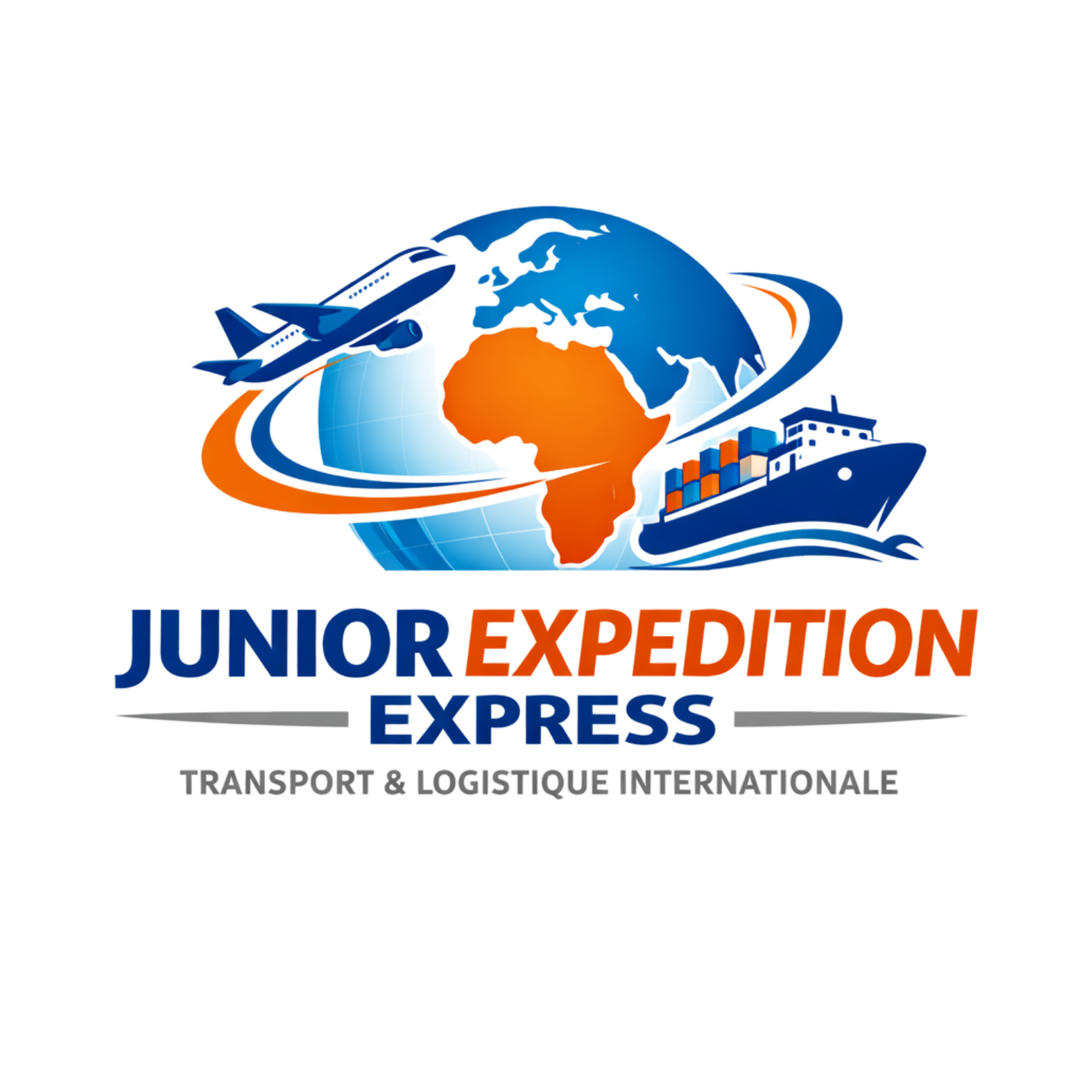 Logo Junior Expedition Express – société de transport international et logistique, spécialisée dans l’expédition de colis et marchandises par voie aérienne et maritime entre l’Europe et l’Afrique de l’Ouest (Côte d’Ivoire, Sénégal, Guinée, Burkina Faso).